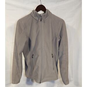 Eastern Mountain Sports Fleece Jacket Womens M Zip Warm Cozy Soft Gray Stripe